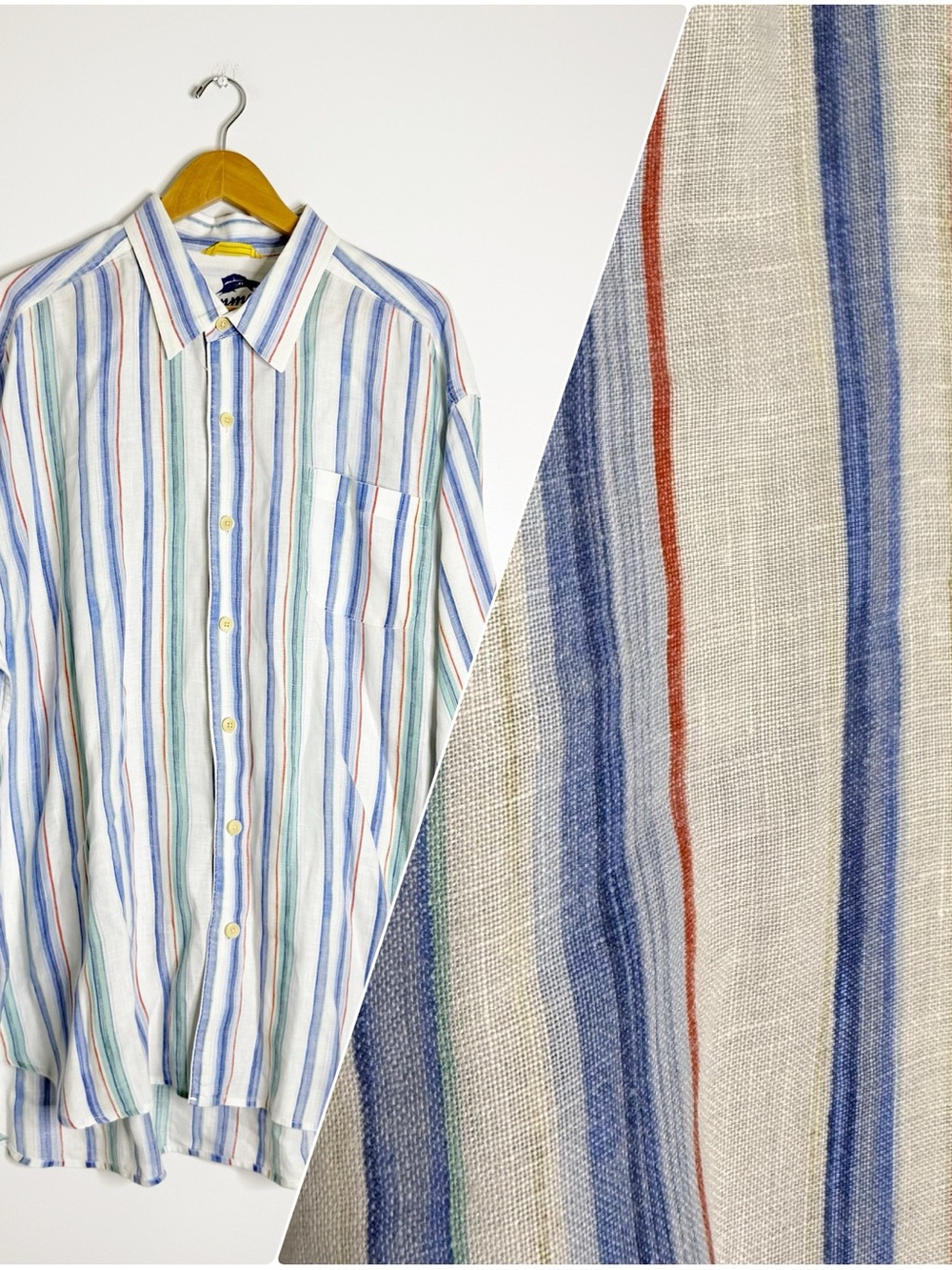 Tommy Bahama Men’s XXL Linen Striped Button Down Shirt Multicolor Long Sleeve